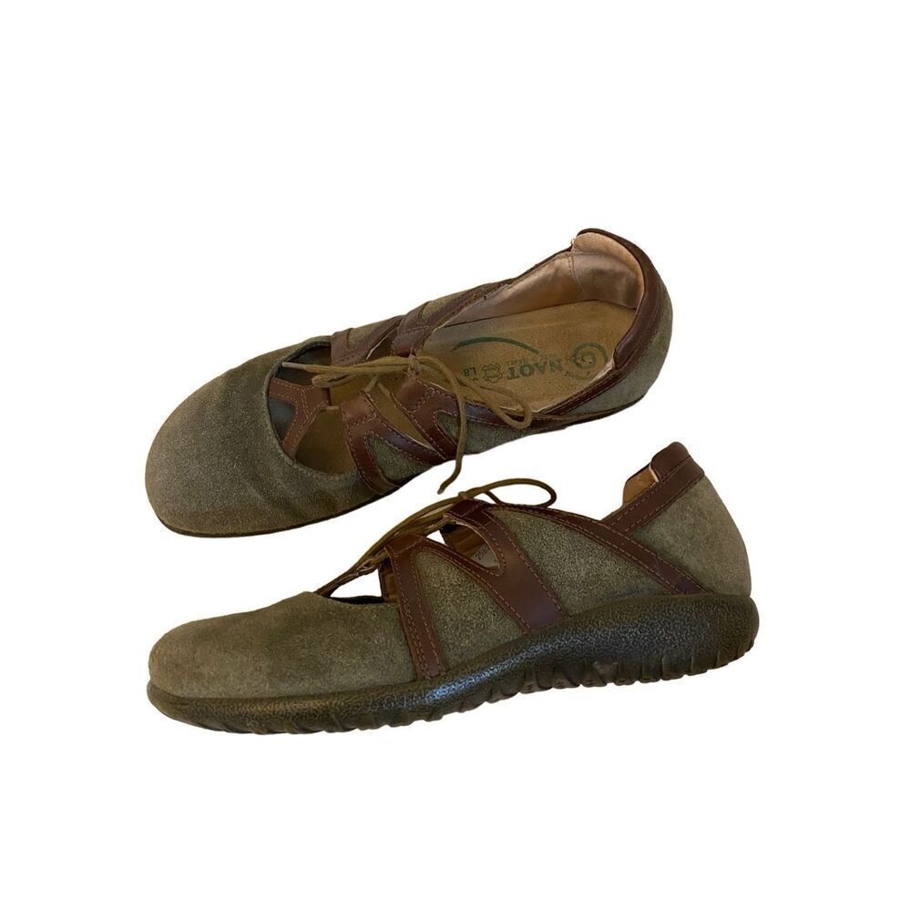 Naot Timu Lace Up Mary Jane Shoes Womens Size 39 Olive Green
